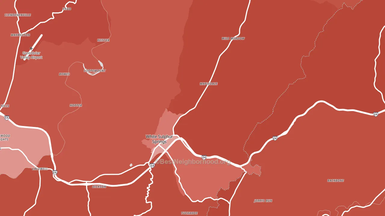 White Sulphur Springs, WV block-group political-lean map