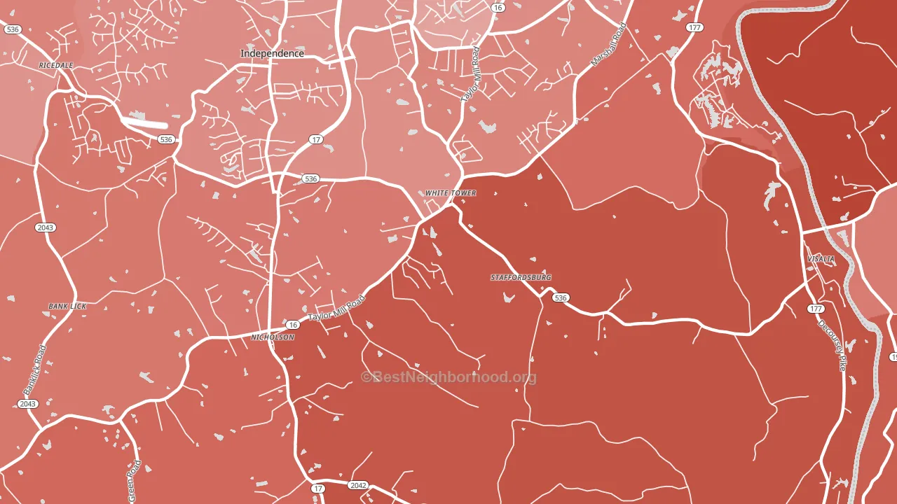 White Tower, KY block-group political-lean map