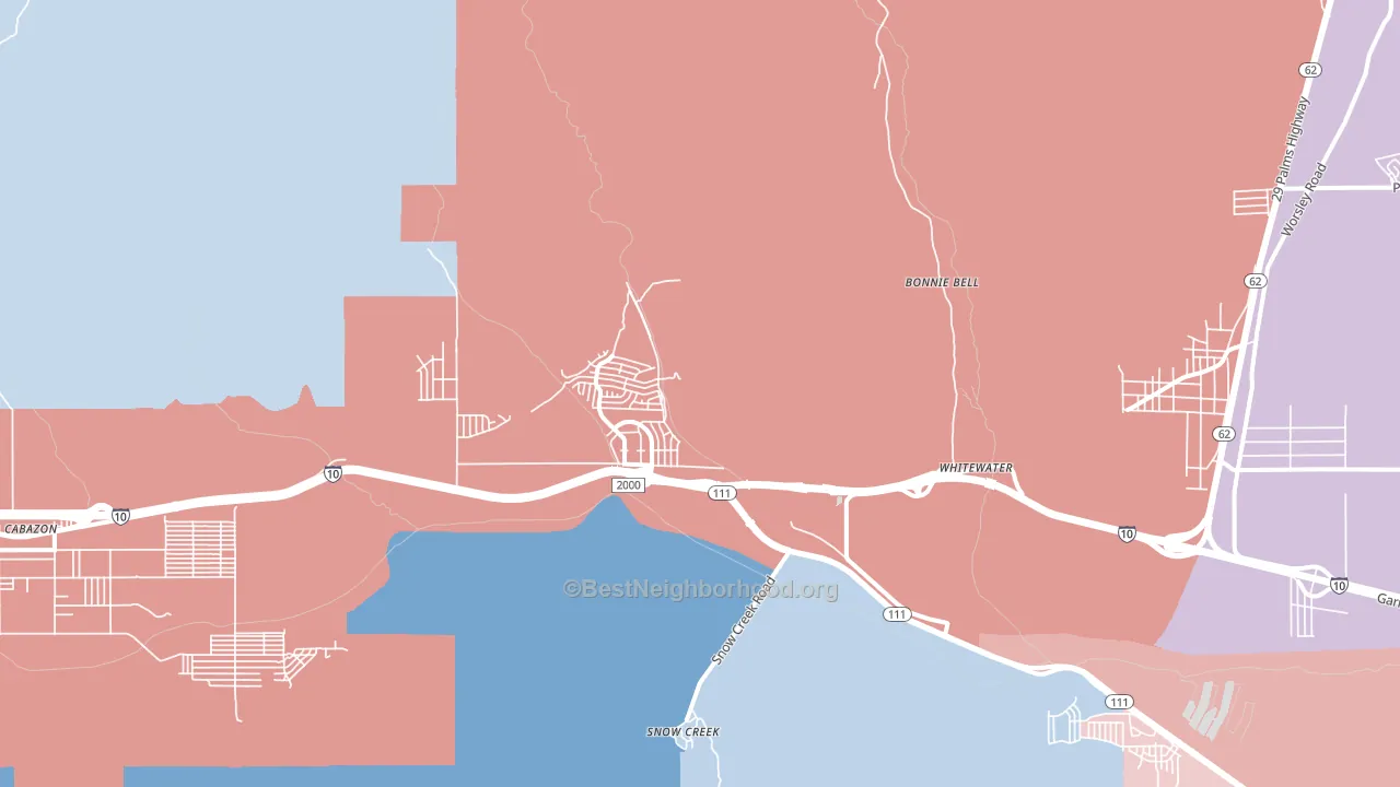 White Water, CA block-group political-lean map
