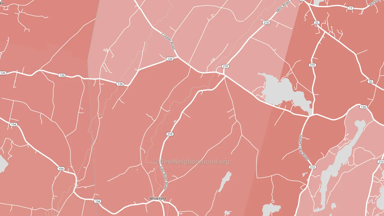 Whitefield, ME block-group political-lean map