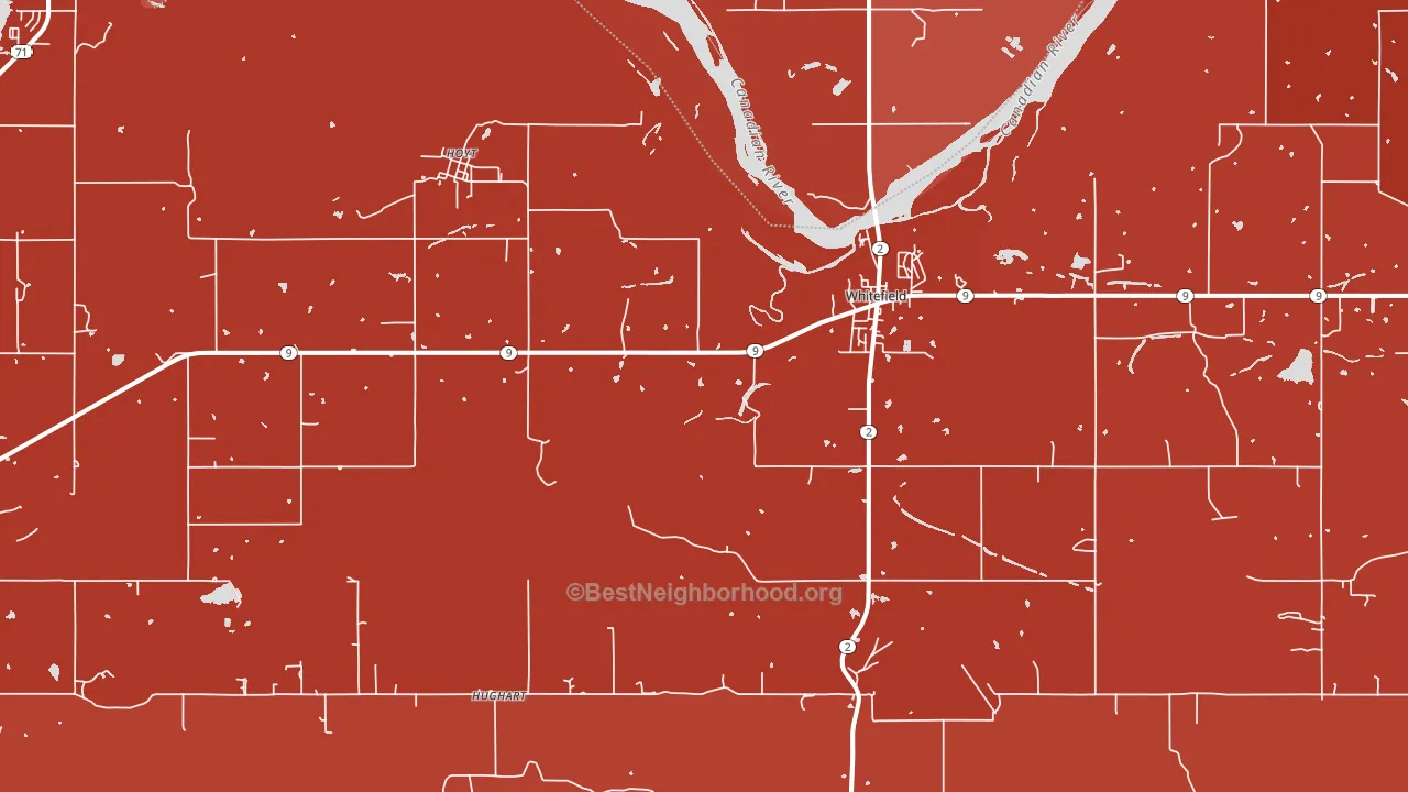 Whitefield, OK block-group political-lean map