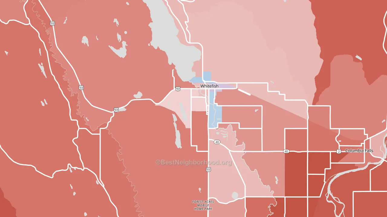 Whitefish, MT block-group political-lean map
