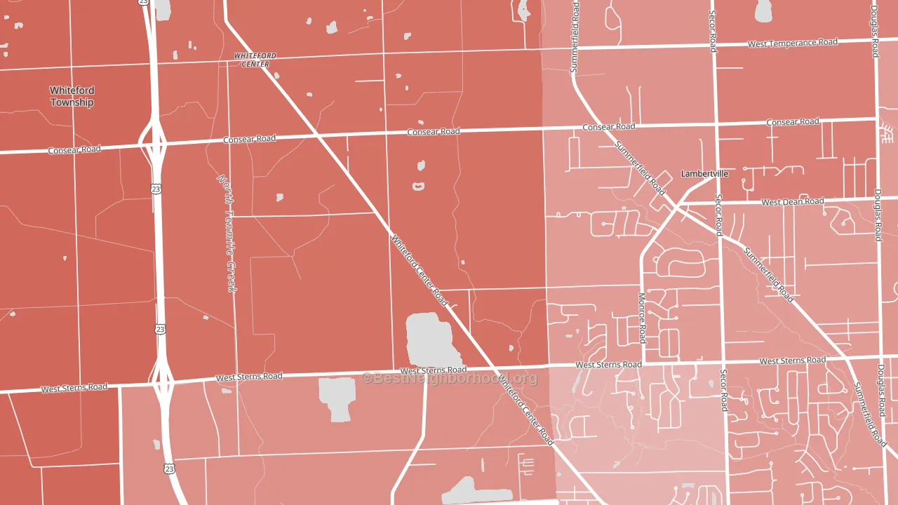 Whiteford Center, MI block-group political-lean map