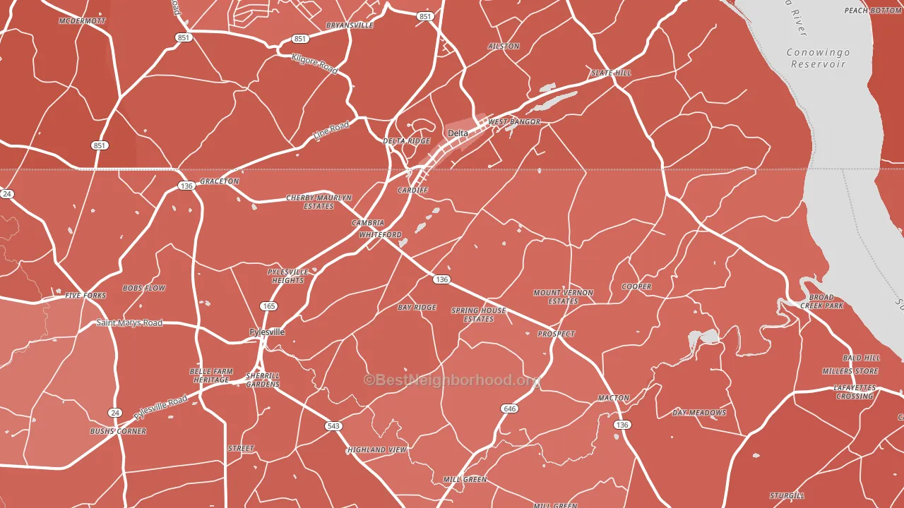 Whiteford, MD block-group political-lean map