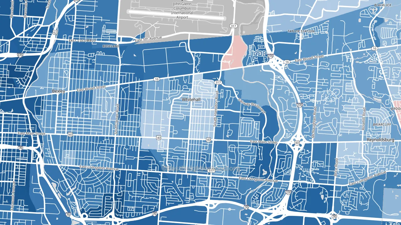 Whitehall, OH block-group political-lean map