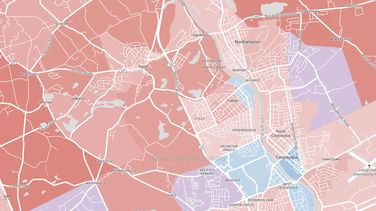 Whitehall, PA block-group political-lean map