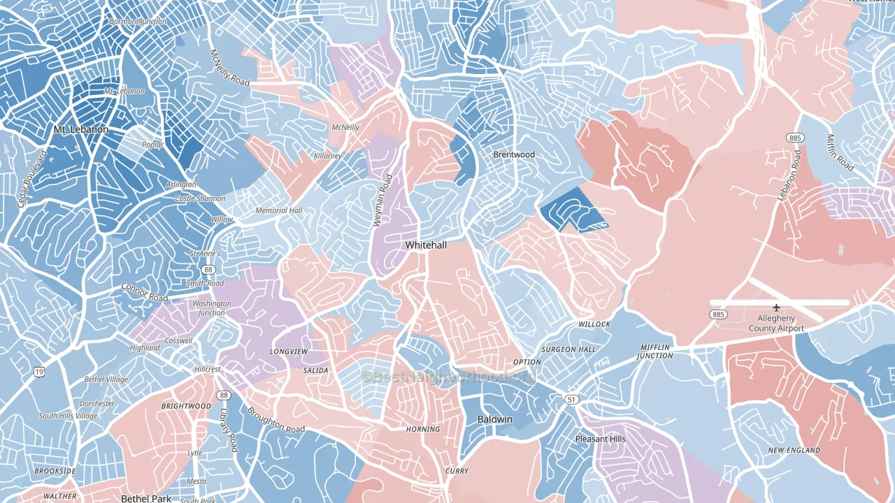 whitehall, Pittsburgh, PA block-group political-lean map