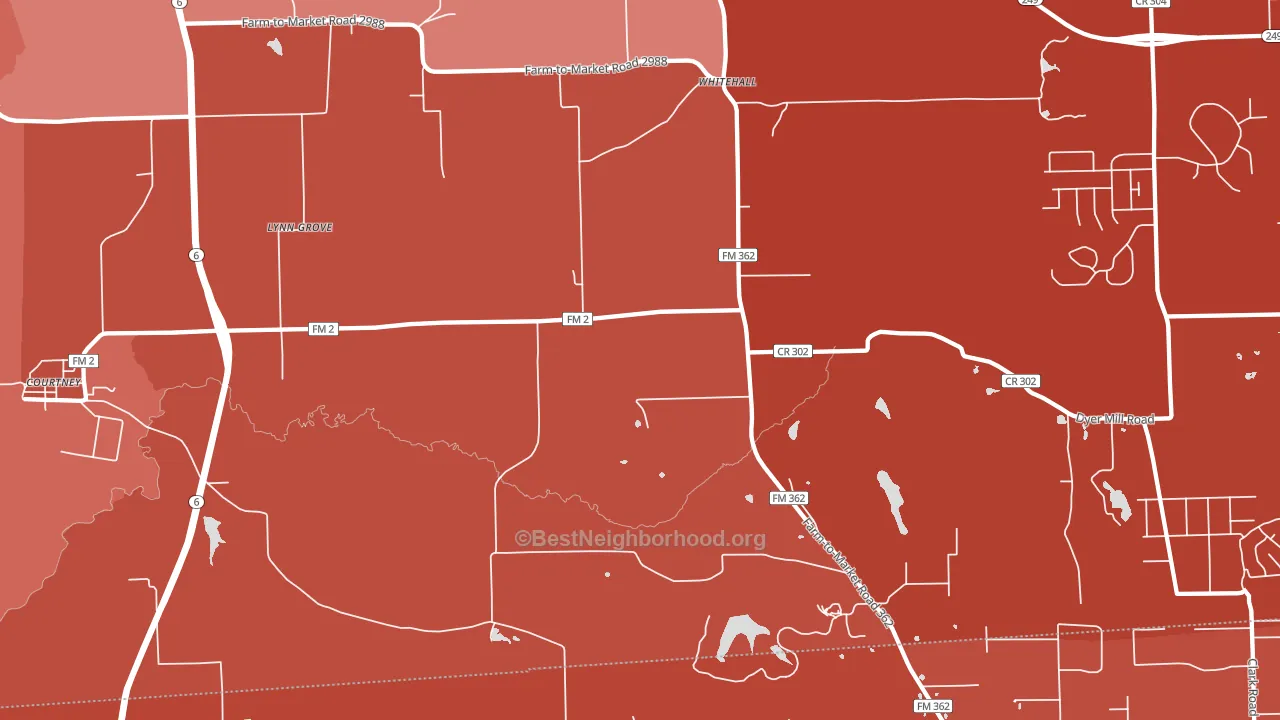 Whitehall, TX block-group political-lean map
