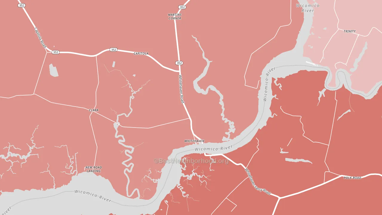 Whitehaven, MD block-group political-lean map