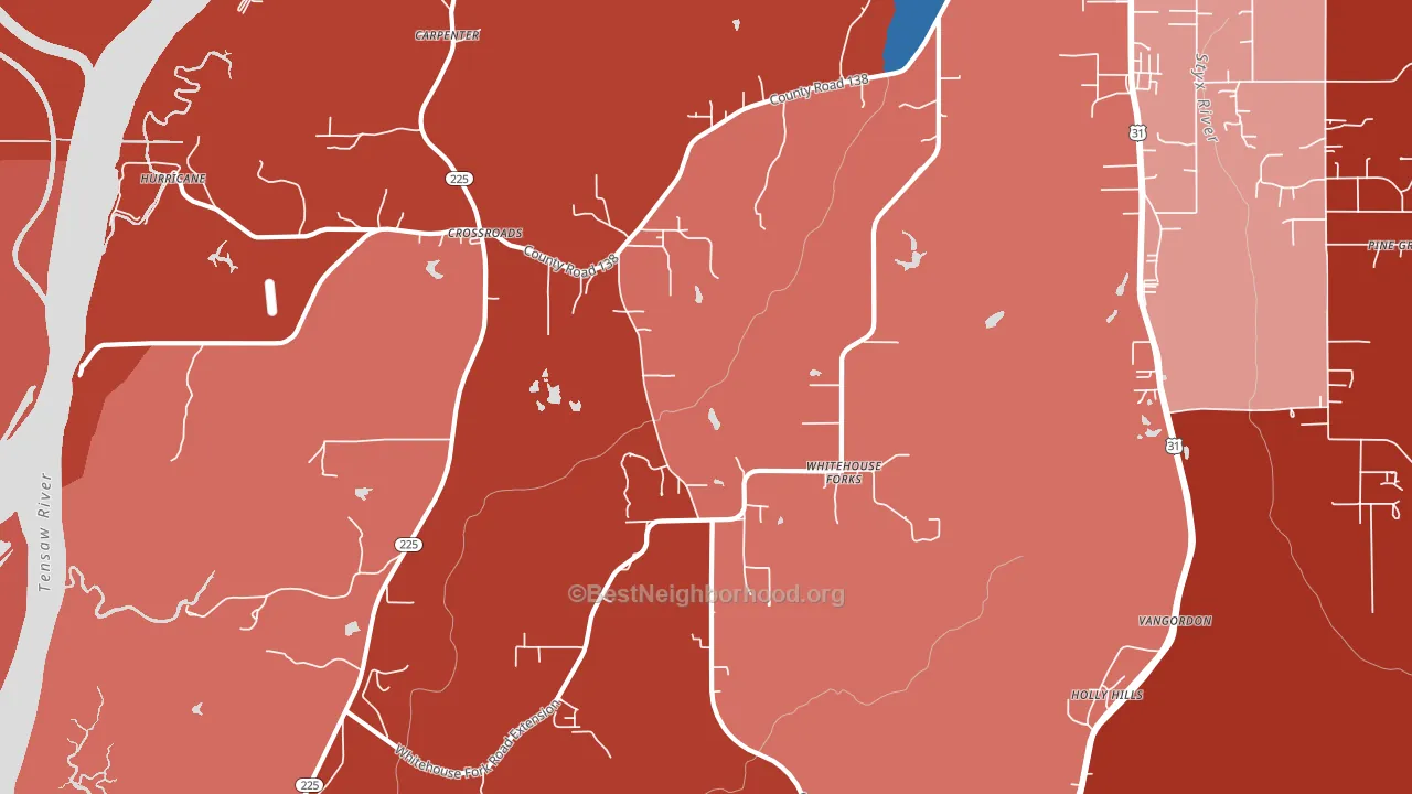 Whitehouse Forks, AL block-group political-lean map
