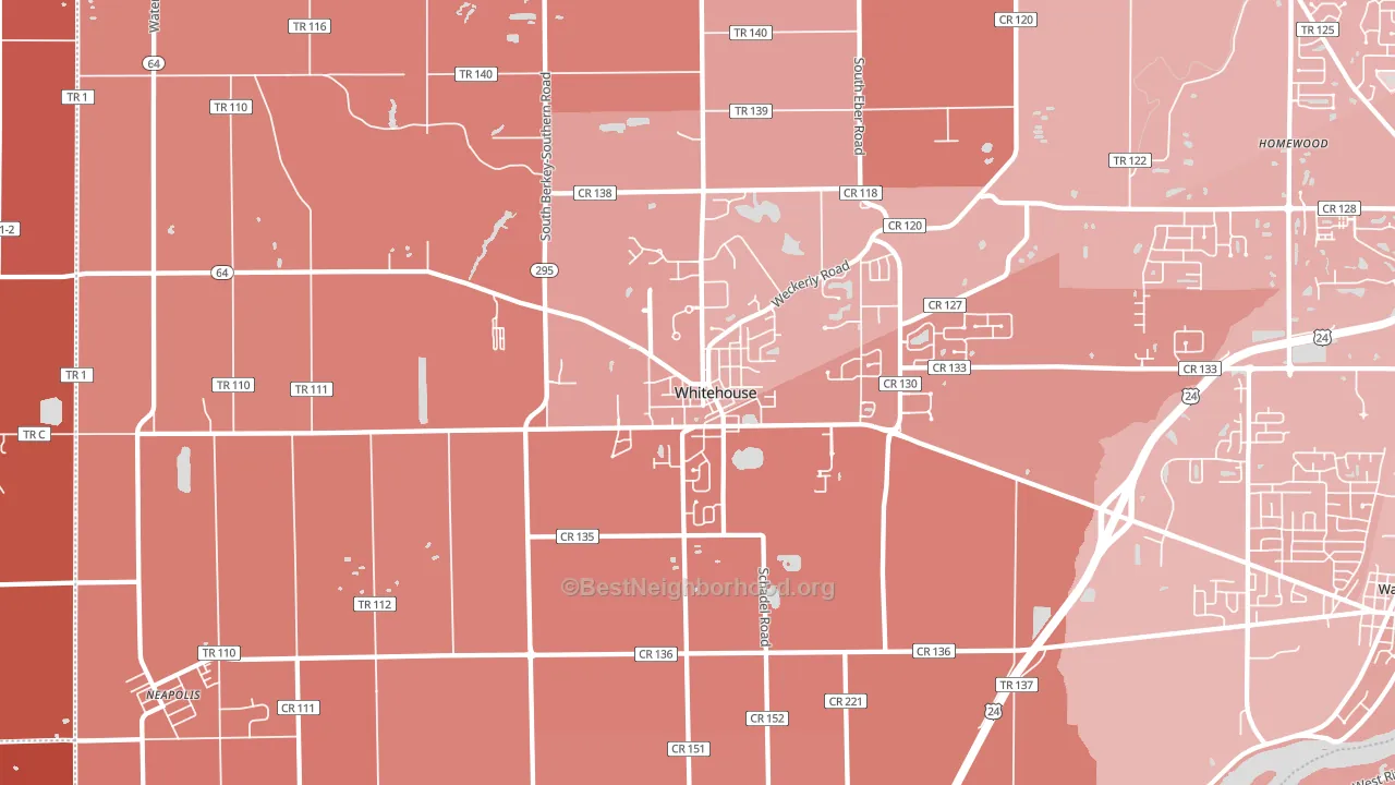 Whitehouse, OH block-group political-lean map