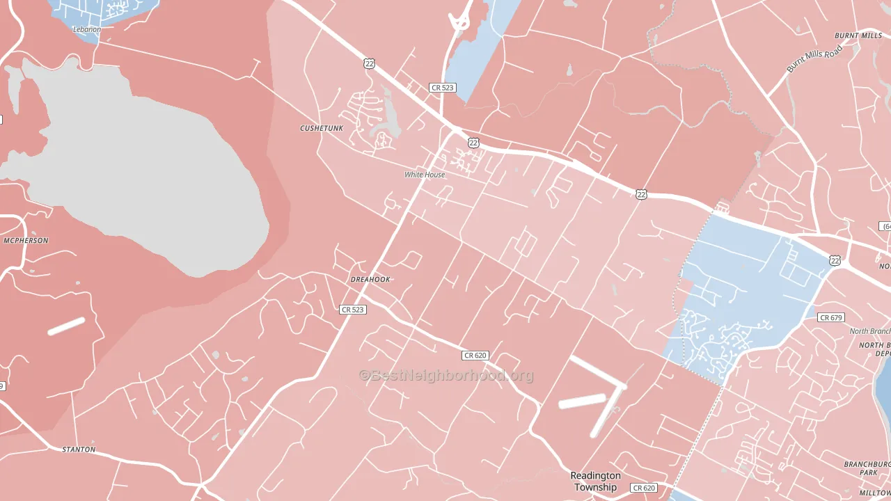 Whitehouse Station, NJ block-group political-lean map