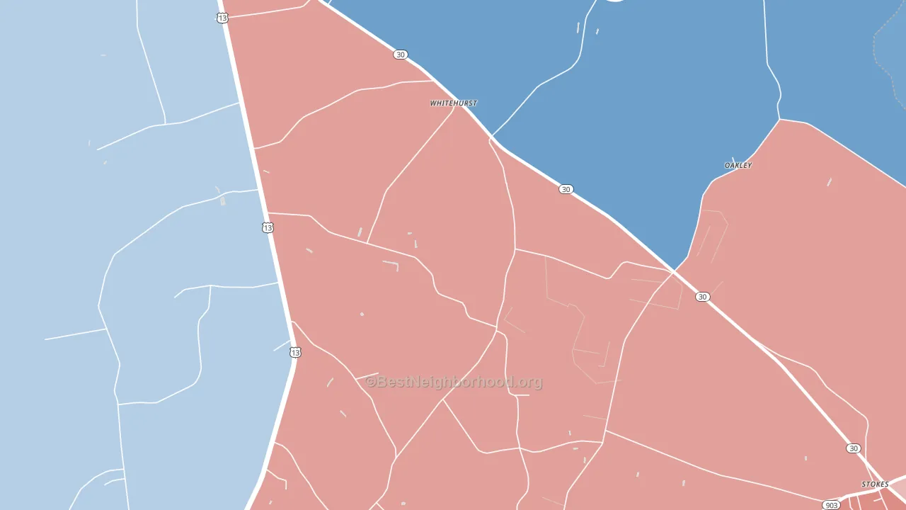 Whitehurst, NC block-group political-lean map