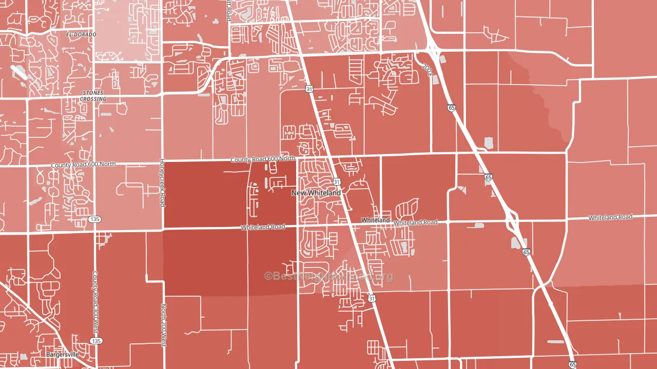 Whiteland, IN block-group political-lean map