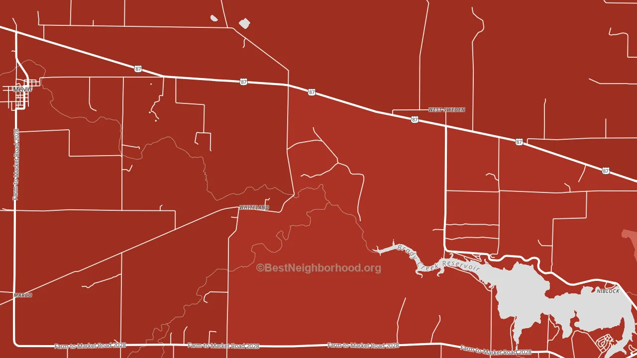 Whiteland, TX block-group political-lean map