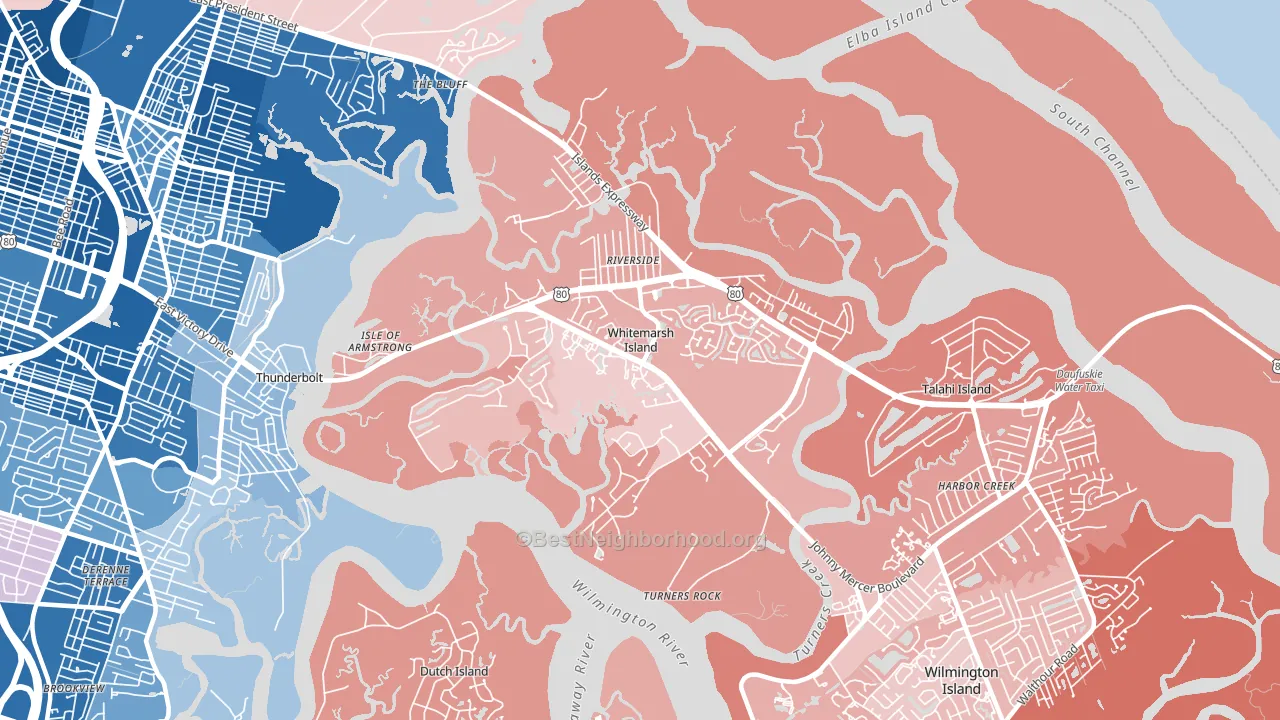 Whitemarsh Island, GA block-group political-lean map