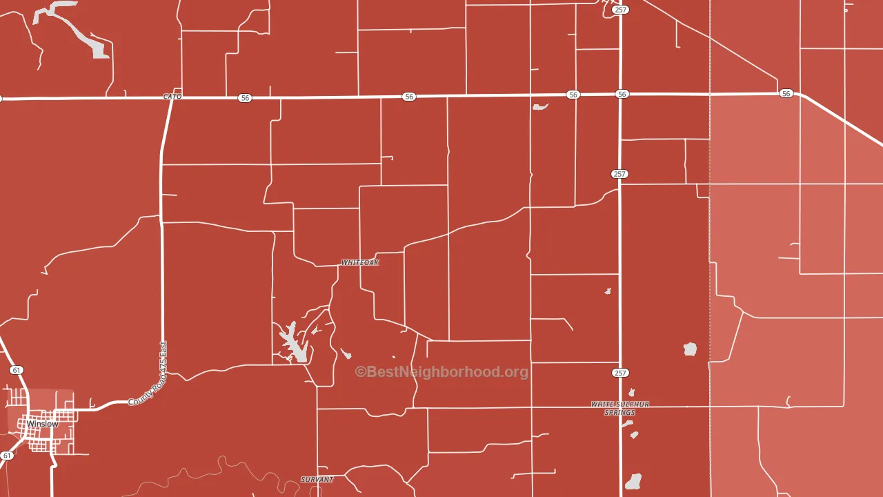 Whiteoak, IN block-group political-lean map