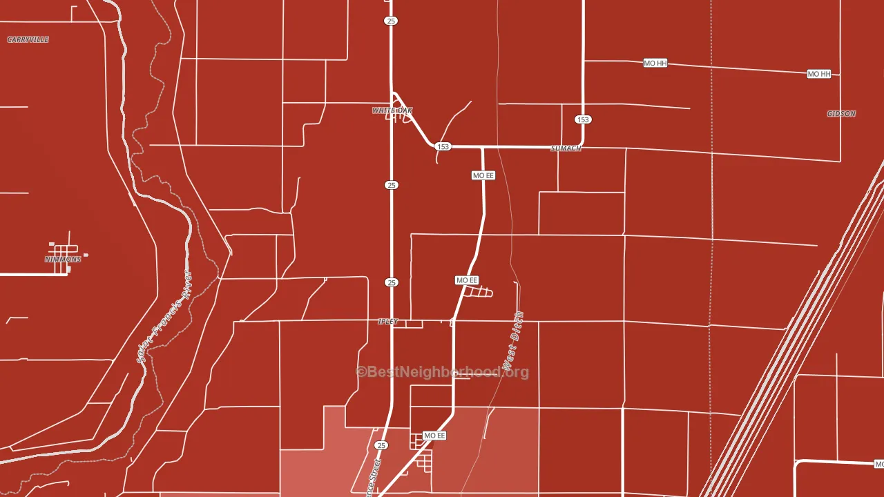 Whiteoak, MO block-group political-lean map