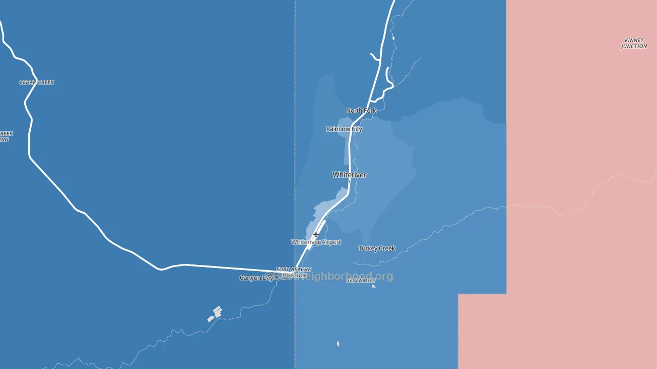 Whiteriver, AZ block-group political-lean map