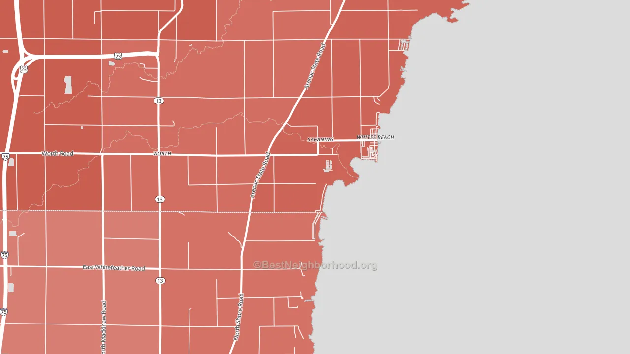 Whites Beach, MI block-group political-lean map