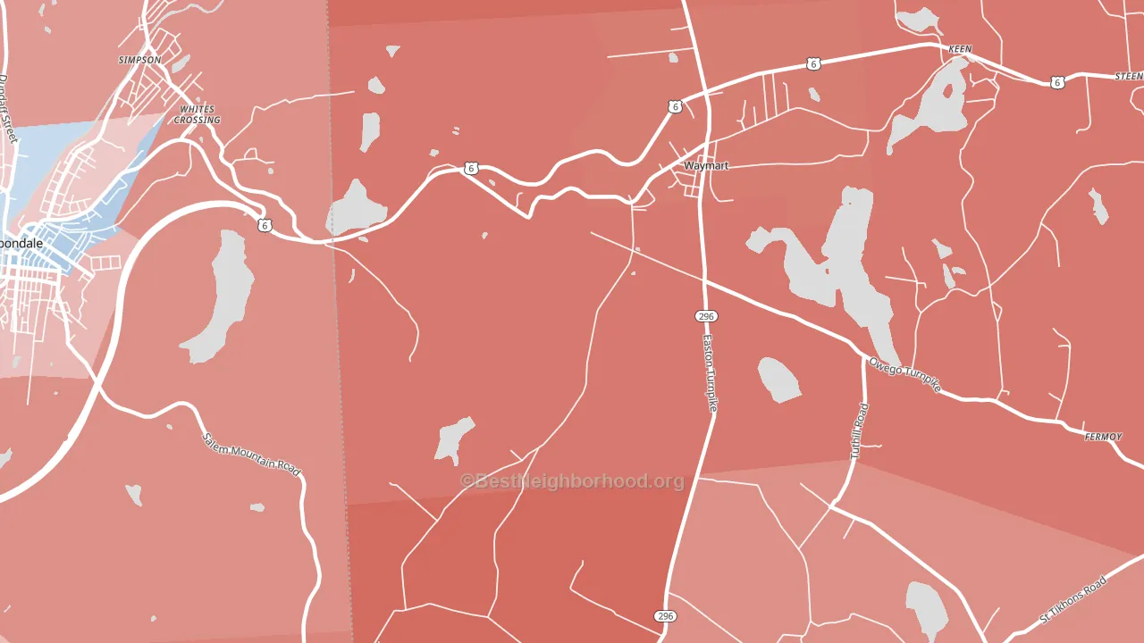 Whites Crossing, PA block-group political-lean map