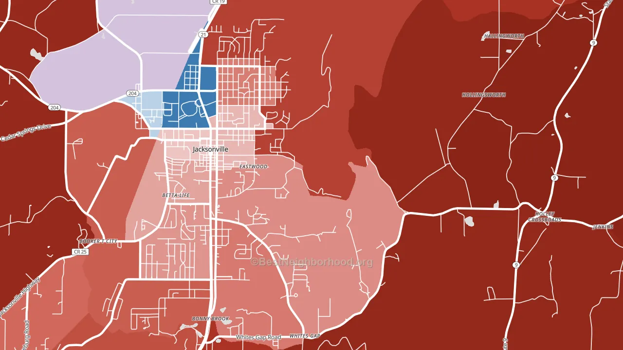 Whites Gap, AL block-group political-lean map