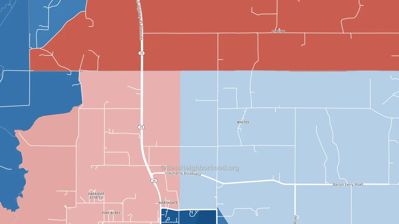 Whites, MS block-group political-lean map
