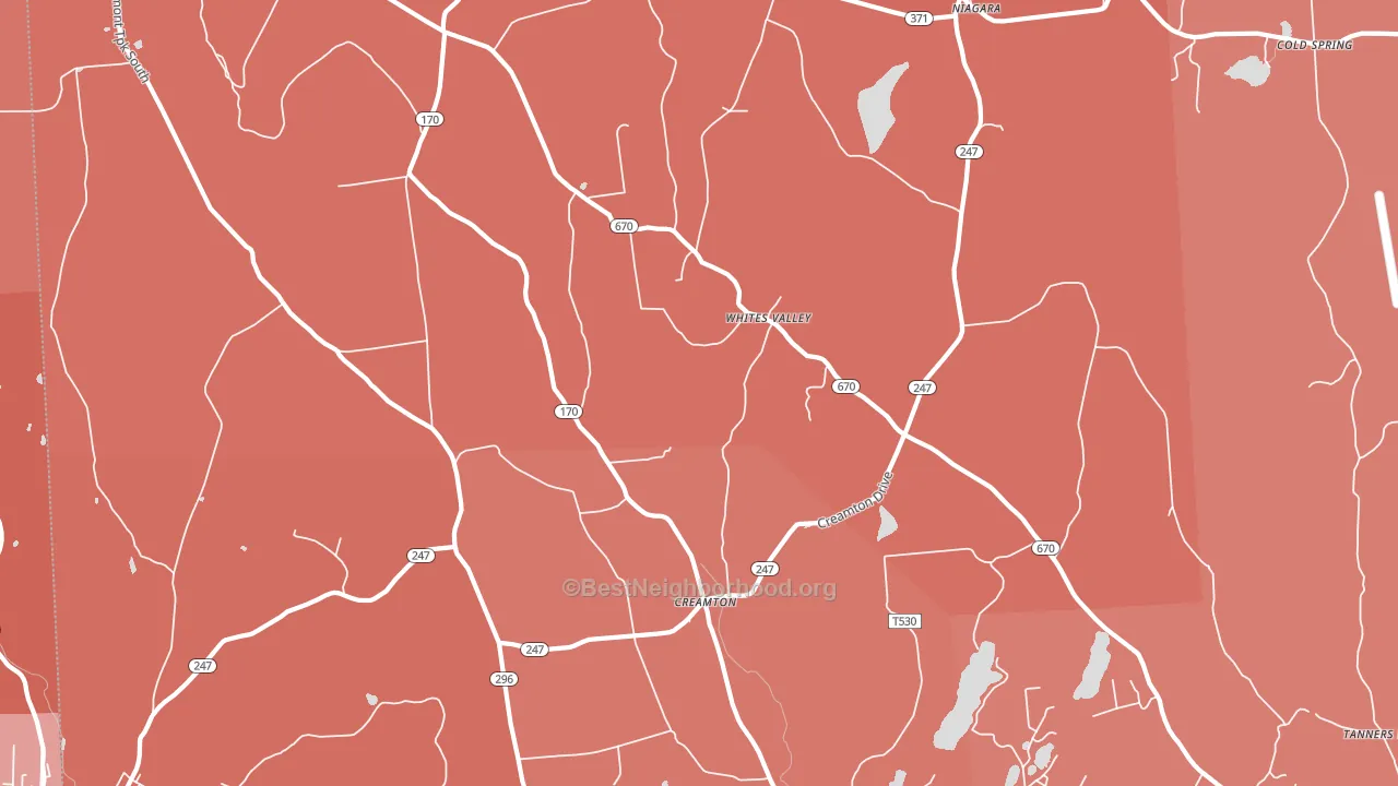 Whites Valley, PA block-group political-lean map