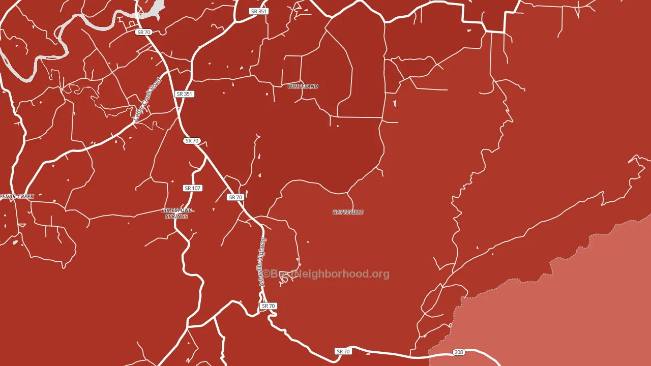 Whitesand, TN block-group political-lean map
