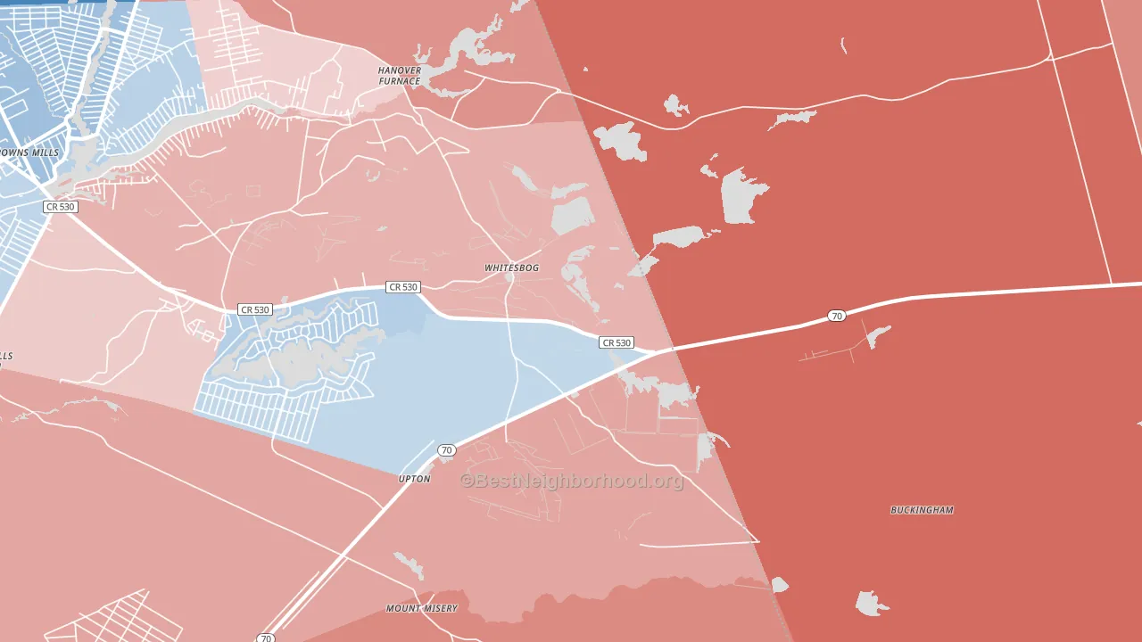 Whitesbog, NJ block-group political-lean map