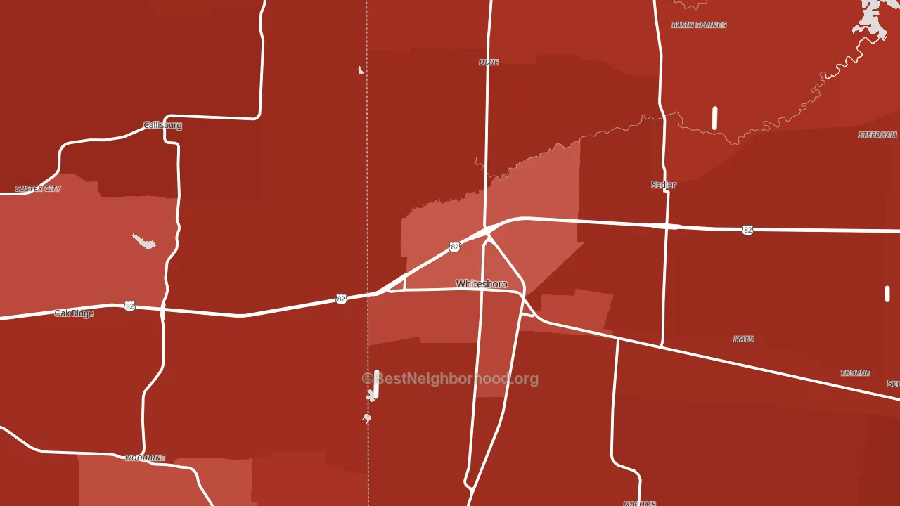 Whitesboro, TX block-group political-lean map