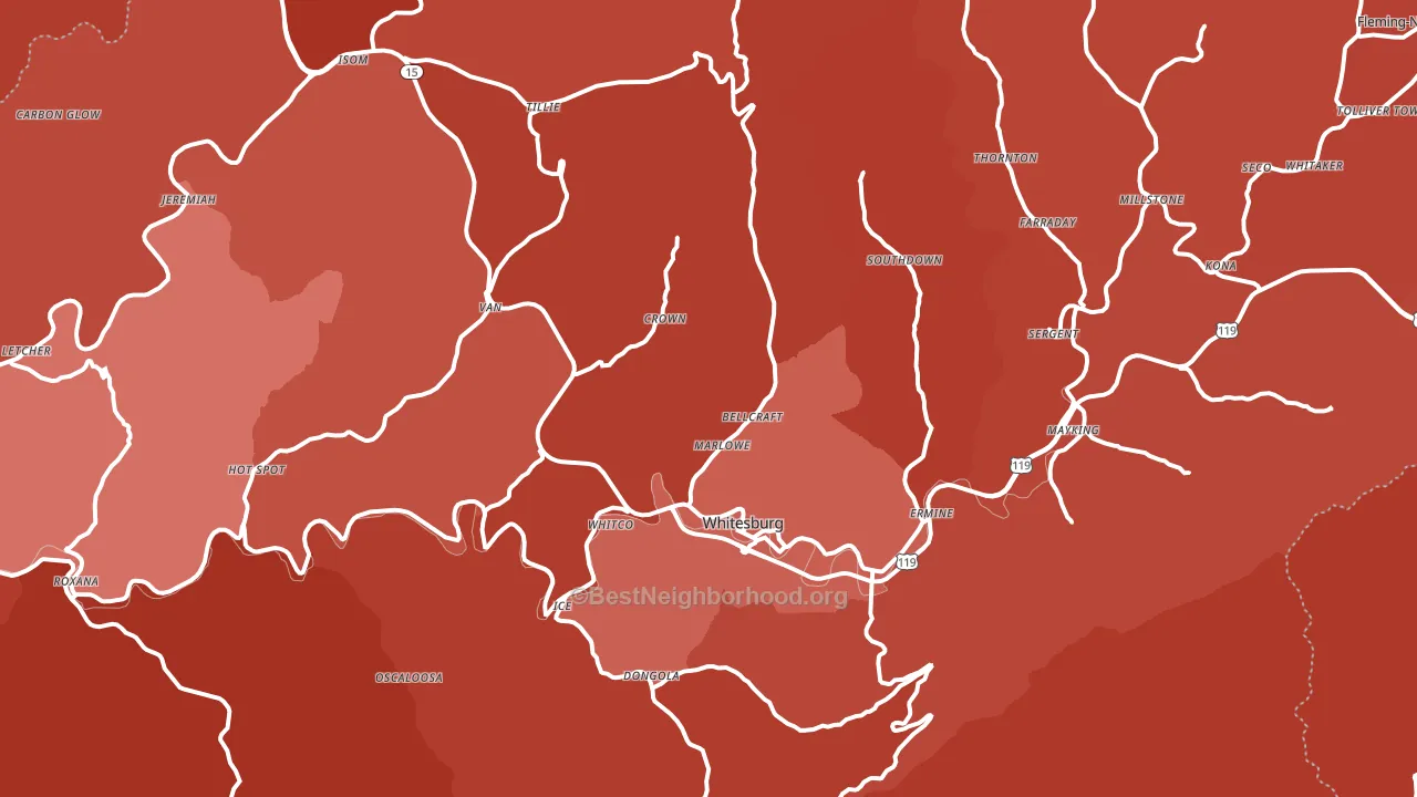 Whitesburg, KY block-group political-lean map