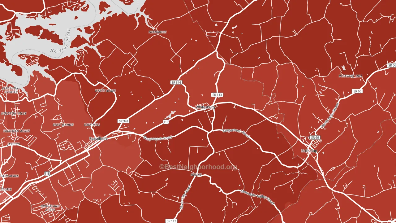 Whitesburg, TN block-group political-lean map