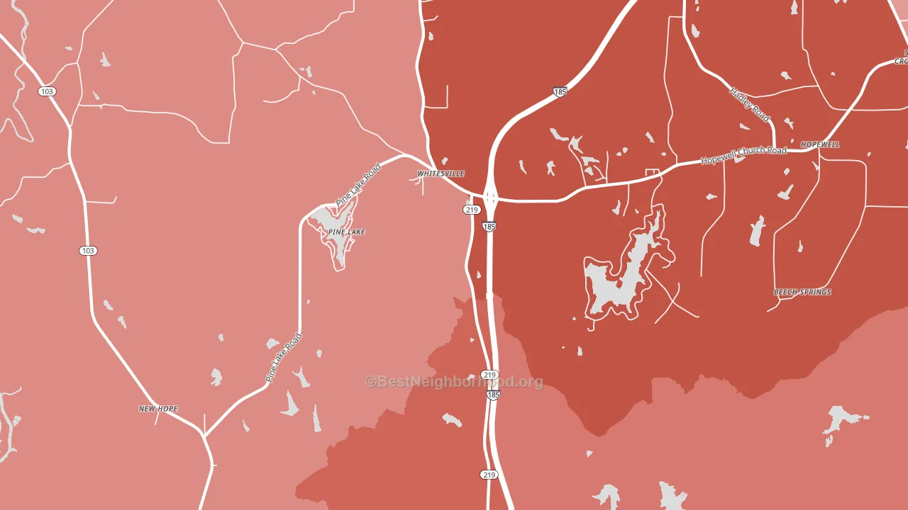 Whitesville, GA block-group political-lean map