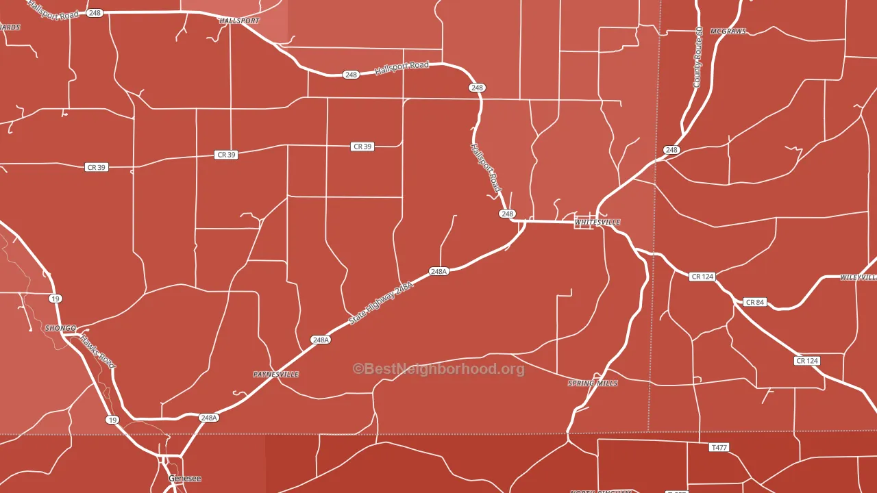 Whitesville, NY block-group political-lean map