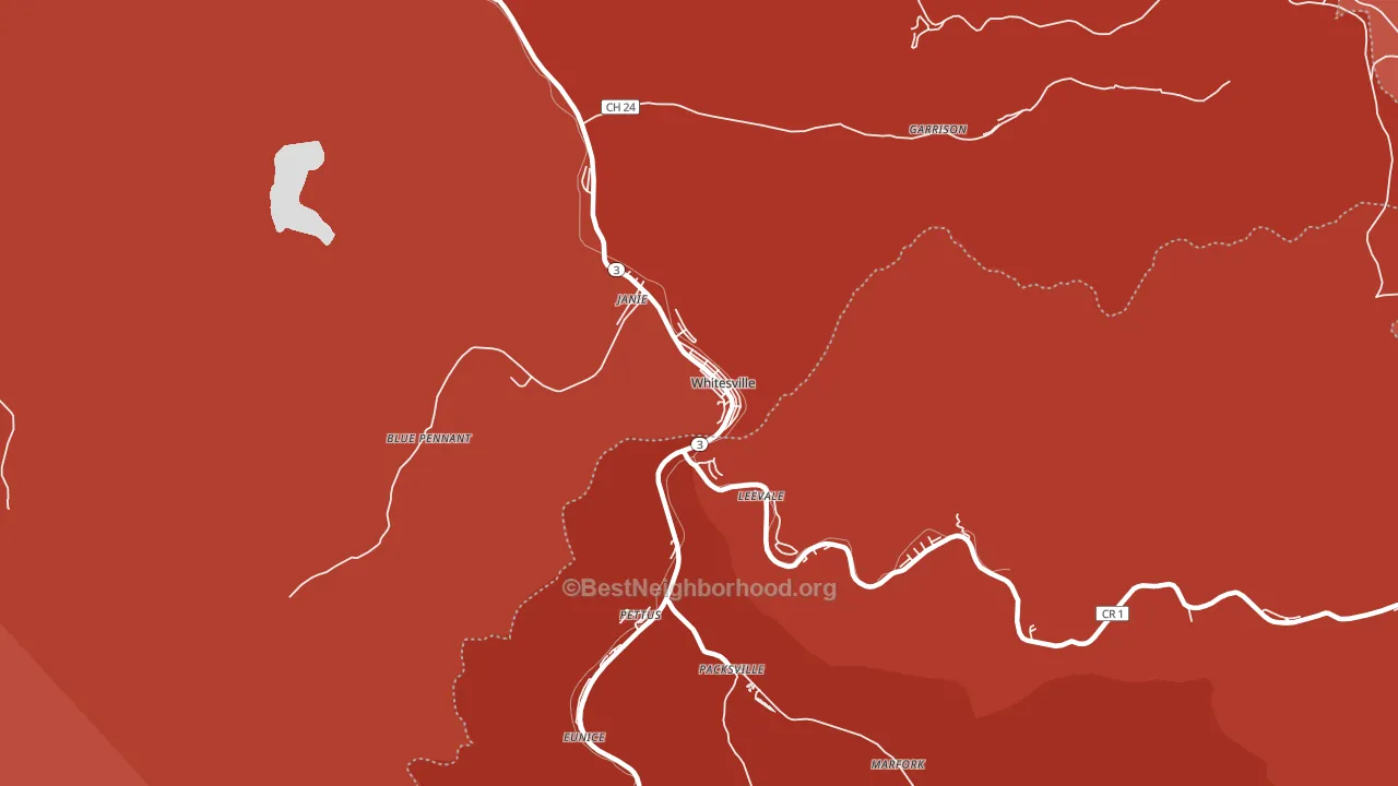 Whitesville, WV block-group political-lean map