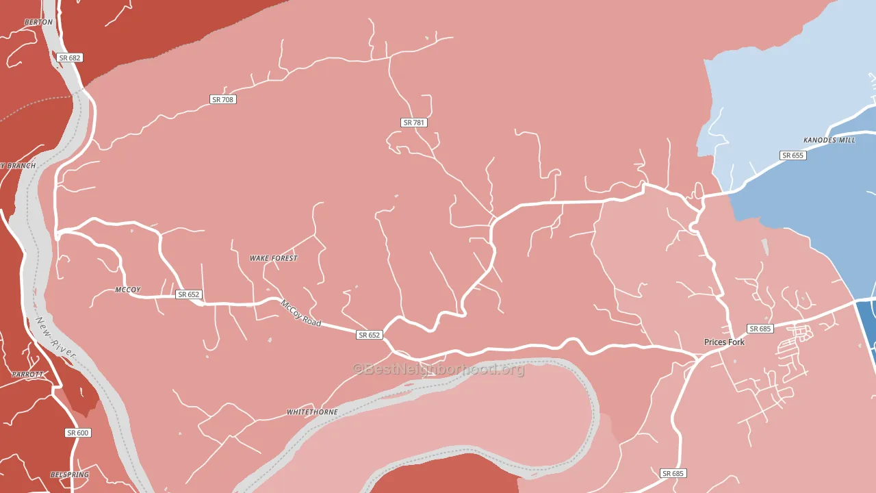 Whitethorne, VA block-group political-lean map