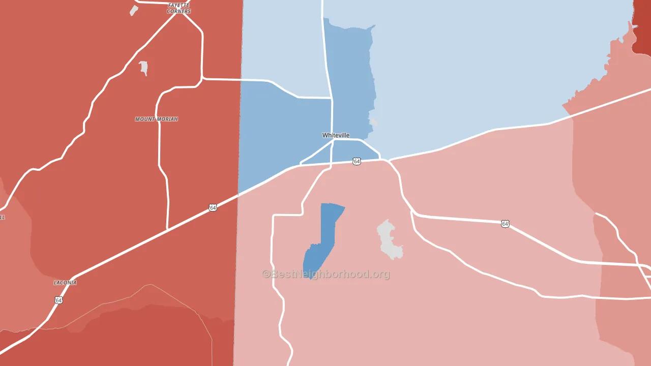 Whiteville, TN block-group political-lean map