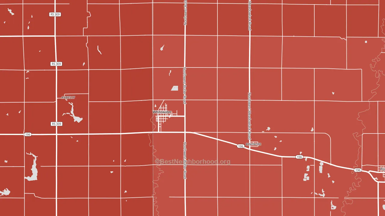 Whitewater, KS block-group political-lean map