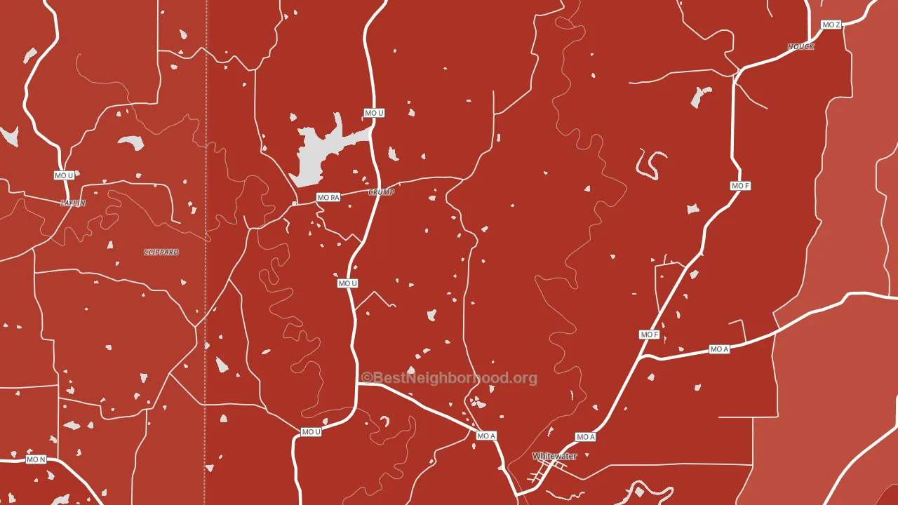 Whitewater, MO block-group political-lean map