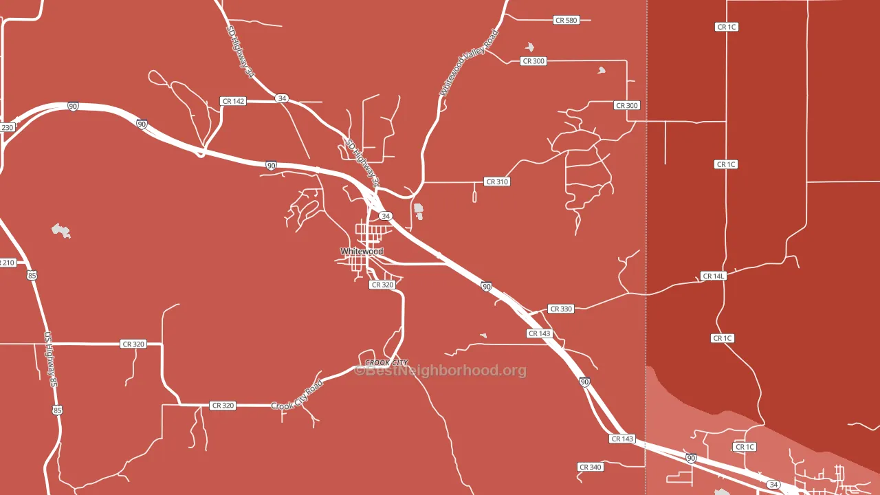 Whitewood, SD block-group political-lean map