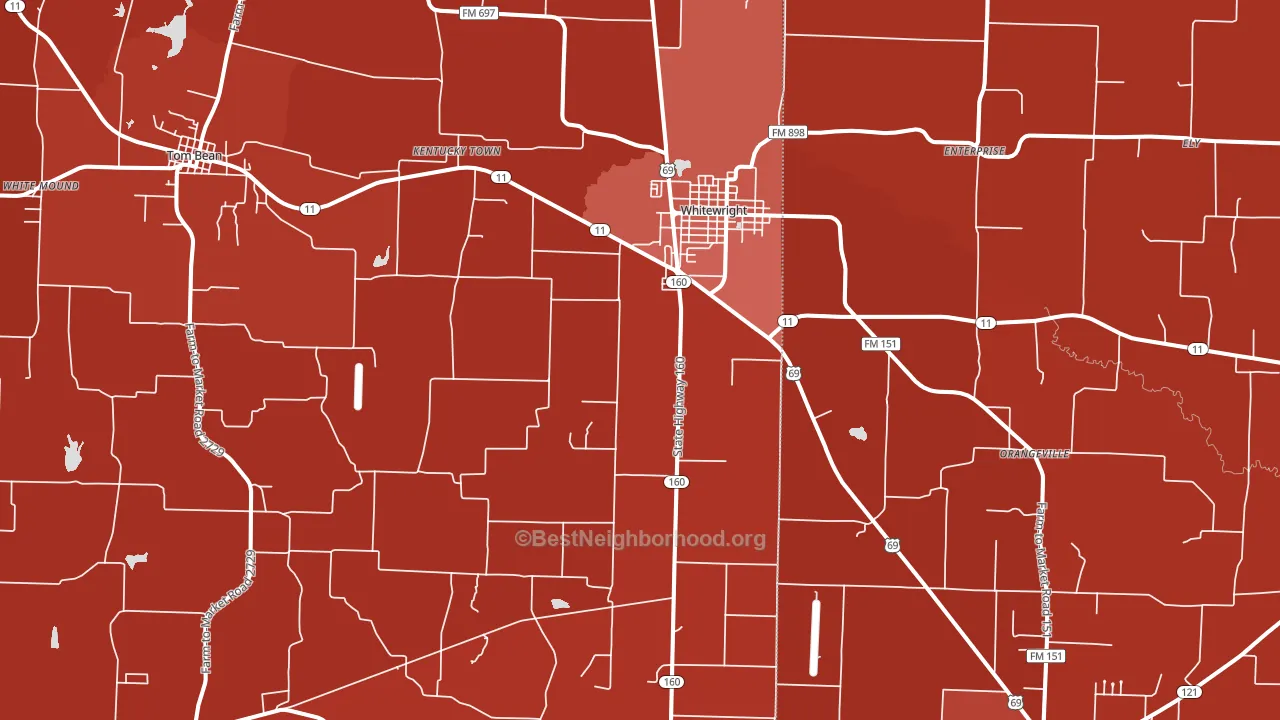 Whitewright, TX block-group political-lean map