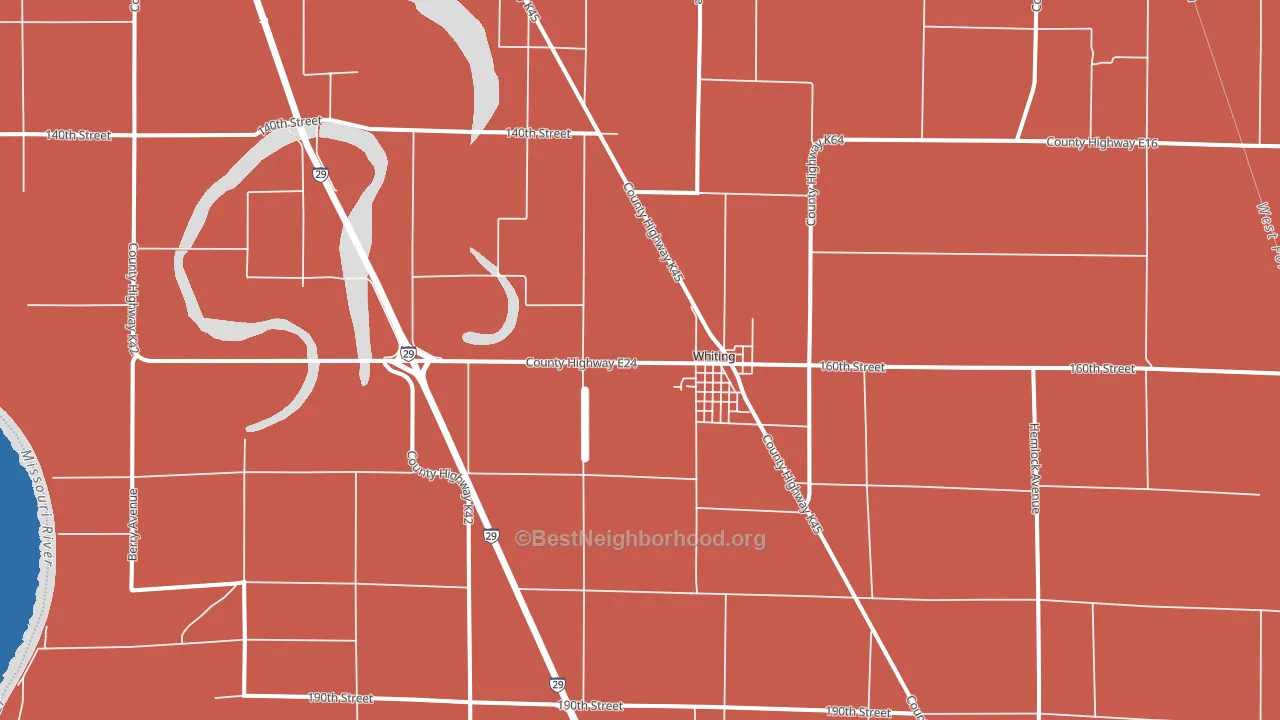 Whiting, IA block-group political-lean map