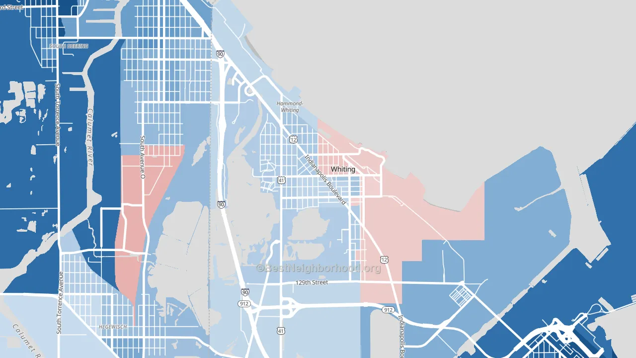 Whiting, IN block-group political-lean map