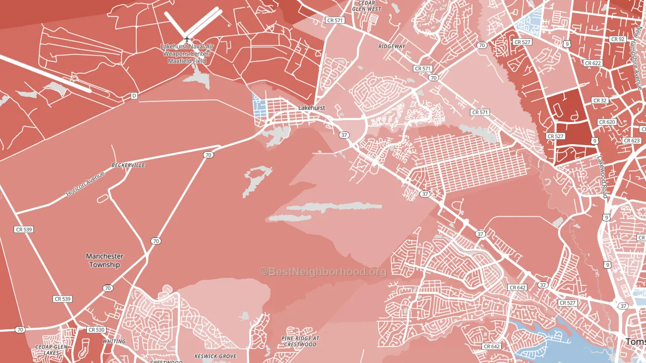Whiting, NJ block-group political-lean map