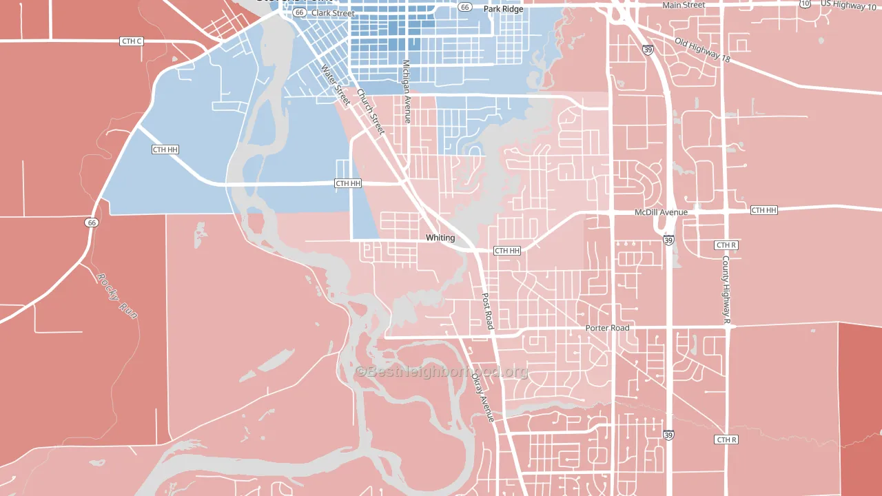 Whiting, WI block-group political-lean map