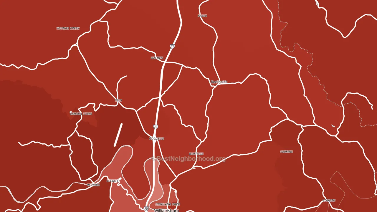 Whitley County, KY block-group political-lean map