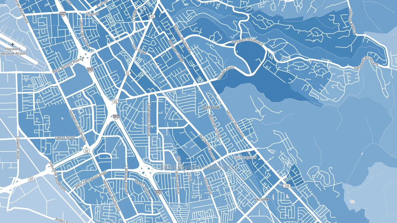 Whitman-Mocine, Hayward, CA block-group political-lean map