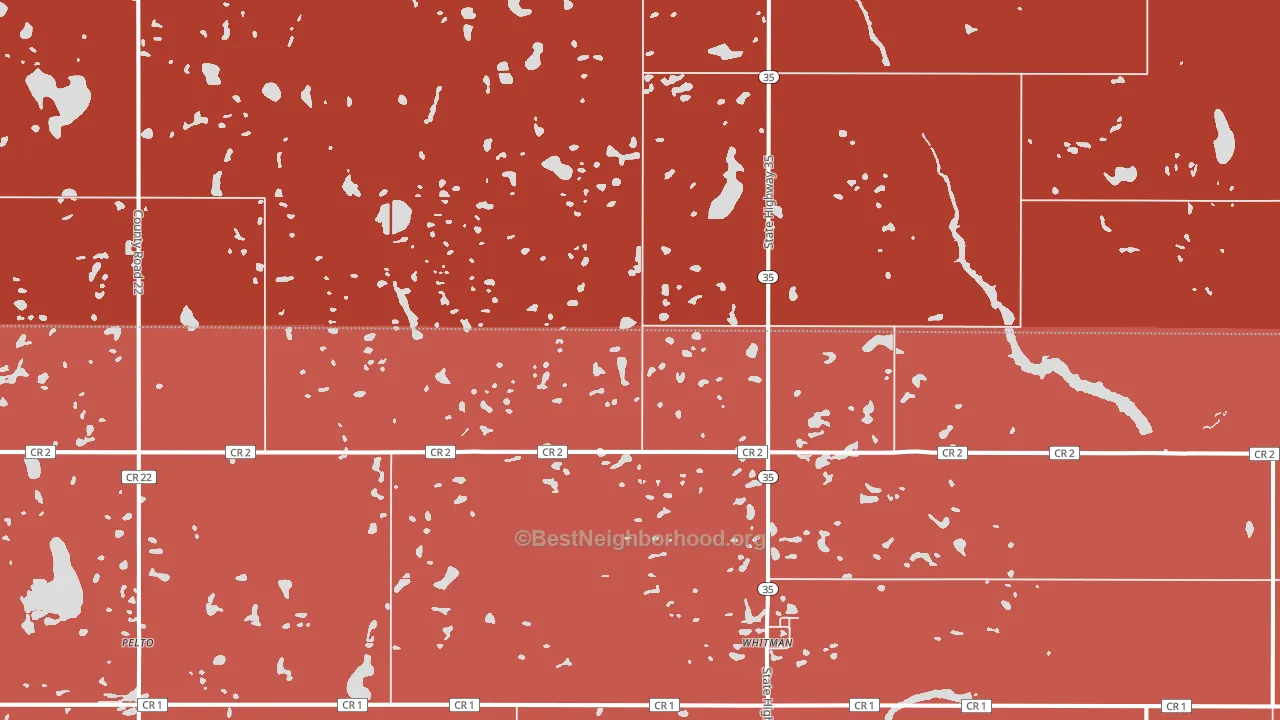 Whitman, ND block-group political-lean map