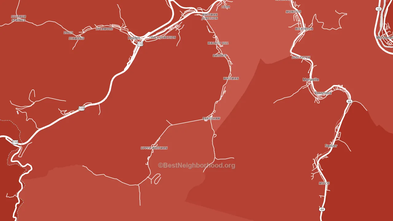 Whitman, WV block-group political-lean map